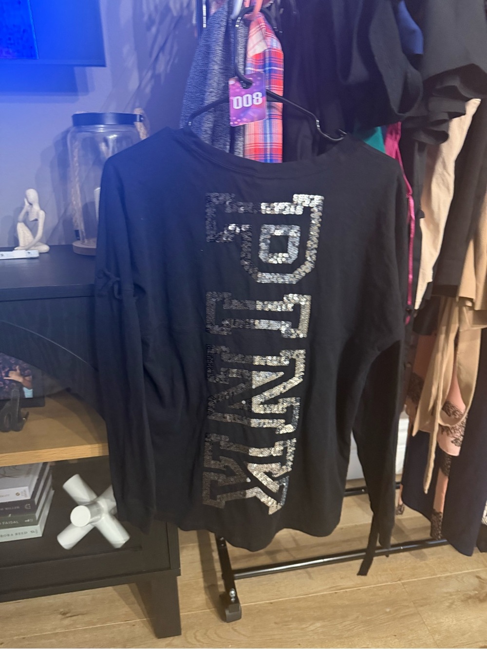 PINK Victoria's Secret Black Tag Crewneck Top